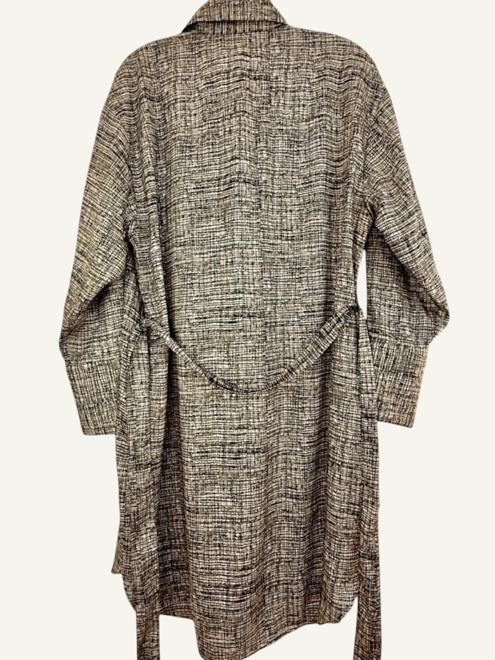 Banana Republic Satin Gray & Black Long Sleeve Geo Print Mini-Shirt Dress Size L - Picture 8 of 11
